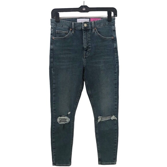 TOPSHOP Jamie Skinny Jeans Women’s Size 28 6 Distressed Knee Ankle Jeggings Blue - Picture 2 of 14